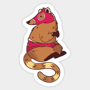 Funny Coati Luchador Wrestler Sketch Drawing Sticker